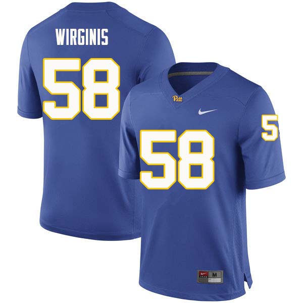 Men #58 Quintin Wirginis Pittsburgh Panthers College Football Jerseys Sale-Royal